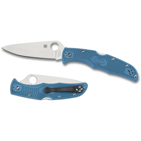 Spyderco 2024 Spyderco Endura 4 Lightweight Blue Flat Ground Plain SPY-C10FPBL